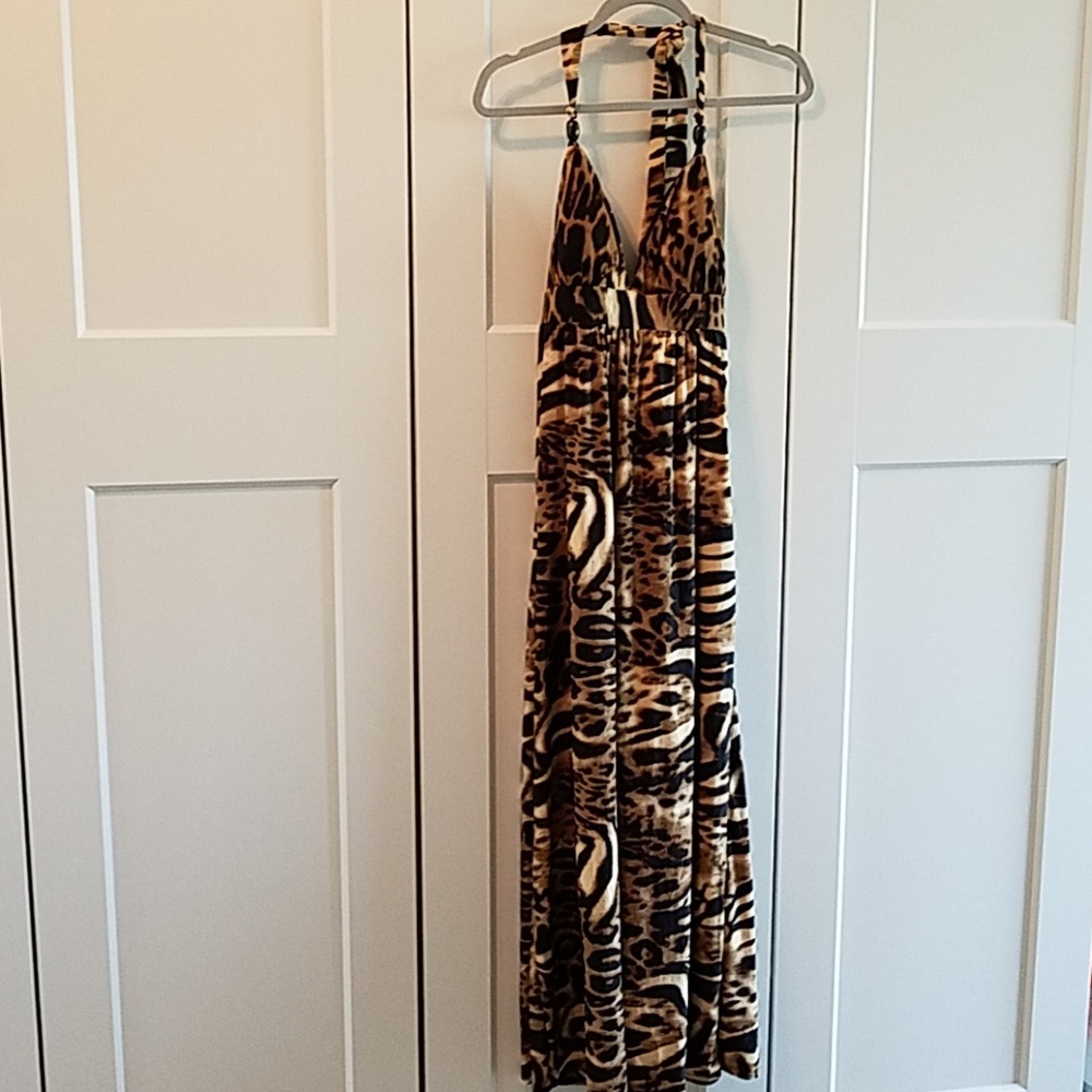 Leopard print halter dress